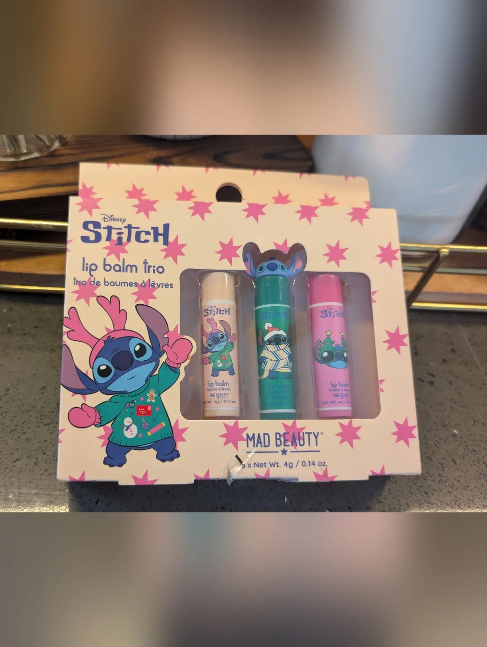 Mad Beauty Disney Stitch Lip Balm Trio - Pink, Green, Cream